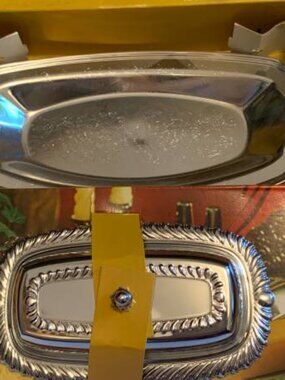 NIB Vintage Irvinware Bread Tray and Covered Butter Dish #21470